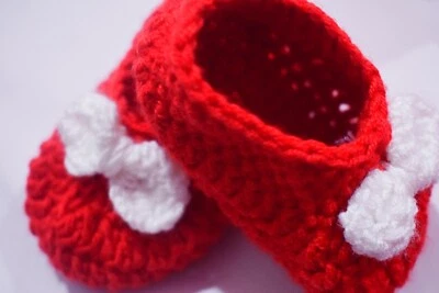 Botines Zapatos Crochet Hecho a Mano Bebé 0-3 Meses Recién Nacido Blanco Foto 1 de 3