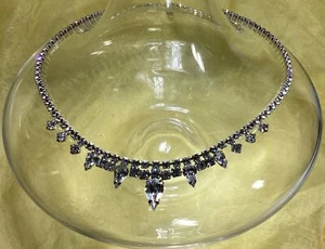 Vintage Weiss Clear Rhinestone Collar/Choker Necklace. 17” Adjustable - Picture 1 of 11