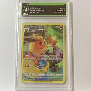 Pokemon 2022 SWSH FULL ART STELLE BRILLANTI FLAREON grado 8 quasi nuovo #TG01 - Foto 1 di 2