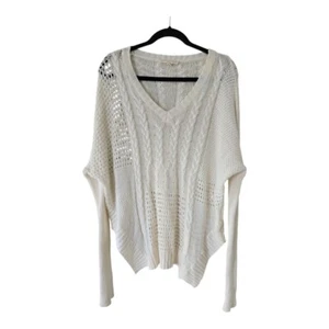 Love Stitch Sweater Women Sz L Ivory Long Sleeve Cable Knit Oversize Excellent - Picture 1 of 14