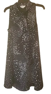 Decree Women Shirt Dress Sz L Black With White V Neck W/Tie Sleveless A Line - Picture 1 of 10
