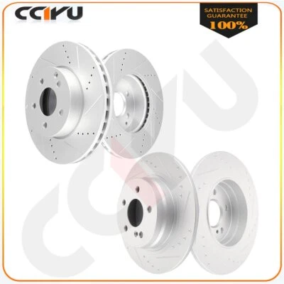 Front + Rear Slotted Brake Discs Rotors For Mercedes-Benz C300 2008 - 2012 Kit Foto 1 de 4