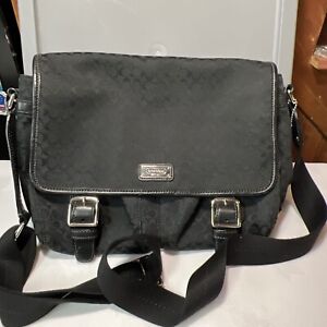 Coach Saddle Unisex Signature Messenger F70283 Black Canvas Shoulder Bag