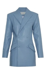 Women Blue Leather Trench Coat Pure Lambskin Size S M L XL XXL 3XL Custom Made - Picture 1 of 5
