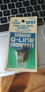 NOS Sprague Q-Line 5A 125VAC DPDT ON-NONE-ON Paddle Lever Switch  - Picture 1 of 1