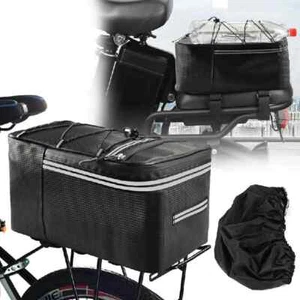Bicycle Rear Seat Bag Bike Bike Cycling Pannier Rack Pack Waterproof Reflective - Picture 1 of 14
