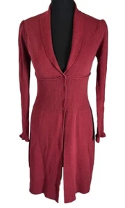 Vintage Max Edition Sz Small Cranberry Duster Cardigan W Buttons - Picture 1 of 10