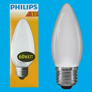 12x 60W Philips Incandescent Filament Frosted Candle Dimmable Light Bulb E27 ES - Picture 1 of 1