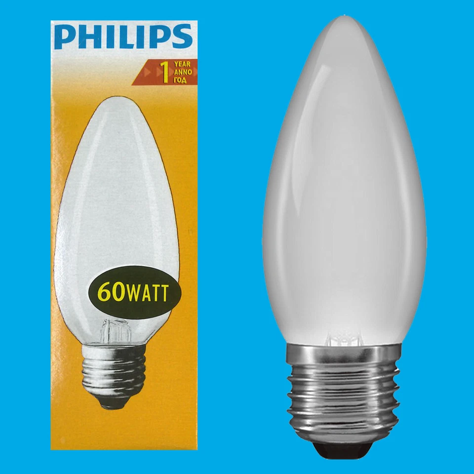 6x 60W Philips Filamento Incandescente Vela Esmerilada Bombilla Regulable E27 ES
