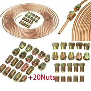 25ft Copper Brake Pipe Hose Line Tube Roll 3/16'' Fittings Tubing Kit UK - Picture 1 of 8