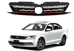 VW Volkswagen Jetta 2015 2016 2017 parrilla delantera negra panal con acabado rojo - Imagen 1 de 7