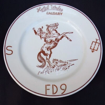 Hotel Wales Calgary 7 1/4 Inch Western Plate 1960 Syracuse China - Image 1 of 4