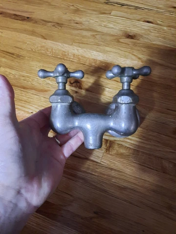 VTG 1940s Standard USA Tub Filler Faucet Spout Chrome Brass Antique Hot Cold Cover