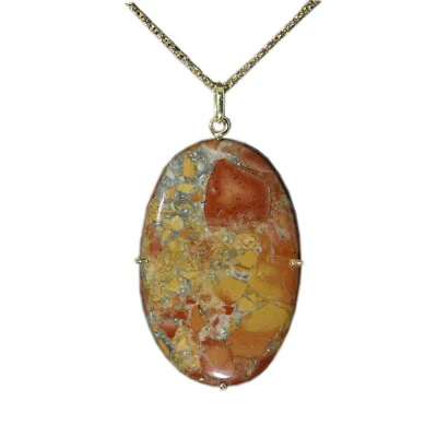 14k Maligano Jasper Pendant Natural Healing Stone Pendant Necklace - Image 1 of 4