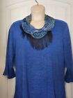 NWT Notations Blue Women's Soft Sweater w/detachable Scarf 3/4 Bell Sleeve   2X