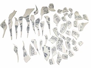 48 Broken Glass Mosaic Pieces Dishes Blue White For Arts Crafts Project - Picture 1 of 6