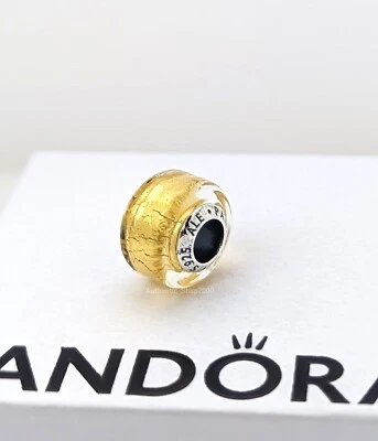 NEW 100% Authentic PANDORA 925 Golden Yellow Mini Murano Glass Charm 793353C00 - Image 1 of 4