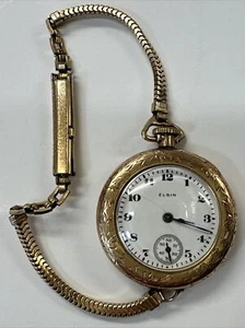 Vintage Elgin Fahys Montauk goldgefülltes Etui Damen Armbanduhr mit Armband LÄUFT - Bild 1 von 9