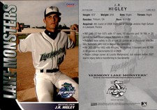 J.R. Higley 2009 Choice Vermont Lake Monsters #20 Card *AutographDen*