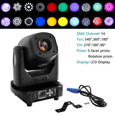 200W LED Moving Head Light Beam DMX Stage DJ 5 Facet Prism 13 Gobo Party Lights - Image 1 of 4