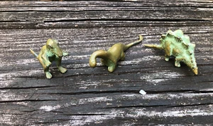3 Brass Dinosaurs T-Rex/Brontosaurus/Stegosaurus Figurines - Picture 1 of 10