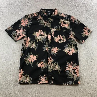 volcom shirt mens M black floral casual short sleeve button up hawaii - Image 1 of 4