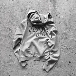 True Religion Womens Gray Full Zip Graphic Print Hoodie Pockets Size - L/XL - Picture 1 of 11