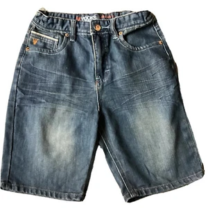 Kids Mooks Clothing Co. Slim Sz 12 Blue Denim Adjustable Shorts Devil Stitching - Picture 1 of 9