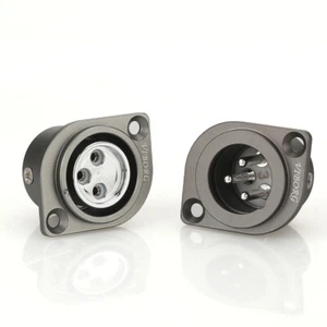 VIBORG Pure Copper with Rhodium Plated XLR 3pin Male /Female Socket Panel Mount - Picture 1 of 12