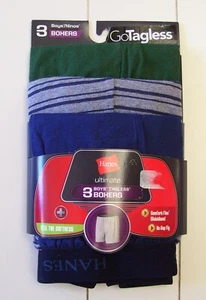 Boys Youth Hanes Ultimate 3 Pr Green Blue Grey Tagless Boxers S 6-8 - Picture 1 of 2