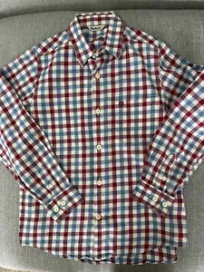 Boys Barbour Cotton Shirt Blue and Red Check Excellent Condition Size Boys Large - Picture 1 of 7