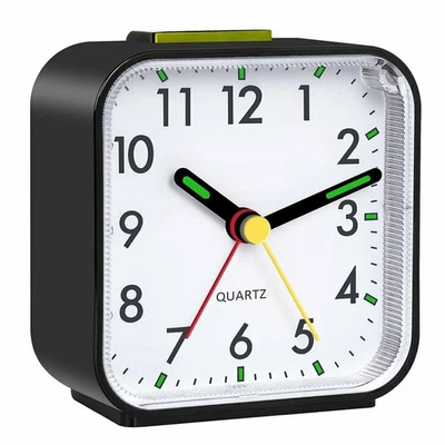 Small Analog Travel Alarm Clock Bedside Alarm Clocks for Bedrooms Bathroom USA - Image 1 of 2