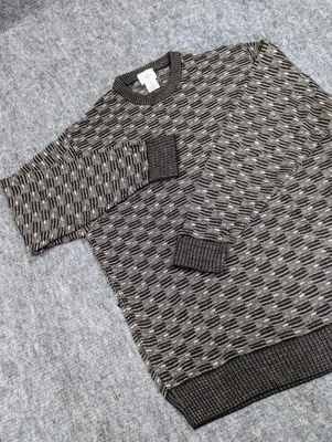 LINEA UOMO Mens Size Large Geometric Pattern Sweater Hip Hop Preppy  - Image 1 of 4