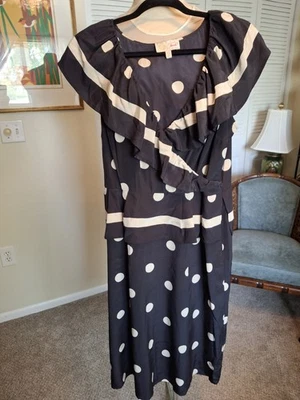 Plenty Frock! Tracy Reese Black Silk Polka Dot Dress Size 10 Anthropologie  - Image 1 of 4
