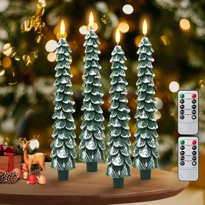 Candele Senza Fiamma con Telecomando - Confezione da 4 Candele per Albero di Natale, A Batteria - Foto 1 di 7