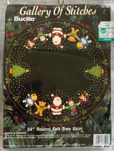 Bucilla Gallery Of Stitches 34" Round Felt Tree Skirt KIT ~ Santa & Friends 3310 - Picture 1 of 4