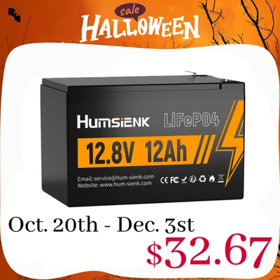 Humsienk 12V 12Ah LiFePO4 Battery 12A BMS Perfect for Illuminationer UPS Toy