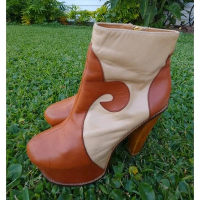 Jeffrey Campbell Stolen Girlfriends Club Platform Boots Bootie Tan Brown 7M Boho - Image 1 of 4