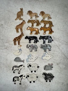 23 Ceramic Handmade painted Buttons Animals Vintage Noahs Ark Farm Zoo - Picture 1 of 1