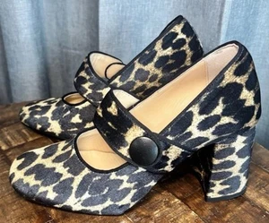 Tacones Tuckernuck Leopardo Estampado Negro/Marrón Terciopelo Ellie Block Maryjane Talla 6 - Imagen 1 de 21