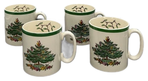 Spode Árbol de Navidad Taza Café Cacao Inglaterra De Colección - Juego de 4 - Imagen 1 de 4