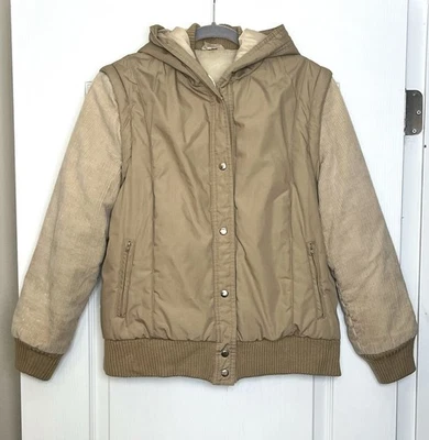 Vintage 70s SEARS JR BAZAAR Beige Corduroy Jacket & Vest Zip Off Sleeves Size L - Image 1 of 4