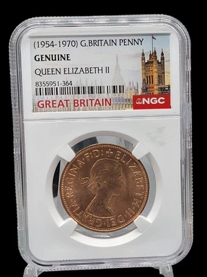 1967 Great Britain Large Penny Elizabeth II NGC Certified Genuine Pre-Decimal - Image 1 of 4