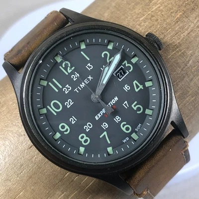 Reloj Timex Expedition Hombre TW4624700 Vestido Fecha Cuero Solar Analógico 39mm 7 1/2" Foto 1 de 4