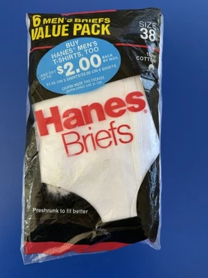 Nuevo de Lote Antiguo 6 Pares Calzoncillos de Algodón Y2K Para Hombres Blanco Talla 38 Hechos en EE. UU. 1990 Foto 1 de 4
