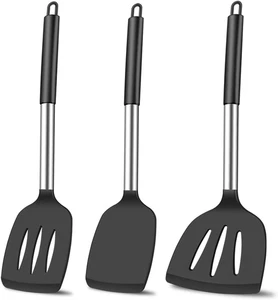 3Pcs Silicone Spatula Set Heat Resistant Spatulas for Nonstick Cookware Fish - Picture 1 of 12