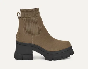 UGG Brooklyn Chelsea Plateau Stiefel Damengröße 10 Hickory Wildleder wasserdicht NEU - Bild 1 von 7