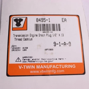 V-Twin Transmission Engine Drain Plug Cadmium 1/2" 8495-1 - Bild 1 von 4
