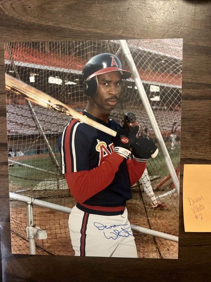 Foto autógrafa Devon White 8x10 Anaheim/Los Angeles Angels firmada MLB béisbol Foto 1 de 1