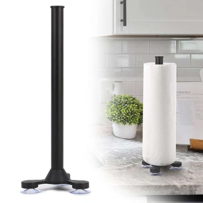 Freestanding Black Paper Towel Holder, Vertical Roll Tissue Rack for Kitchen - Image 1 of 4